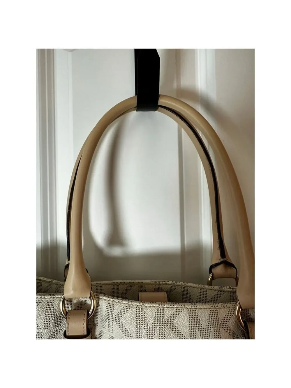 Women's Michael Kors White & Beige Monogram Tote Bag, One Size